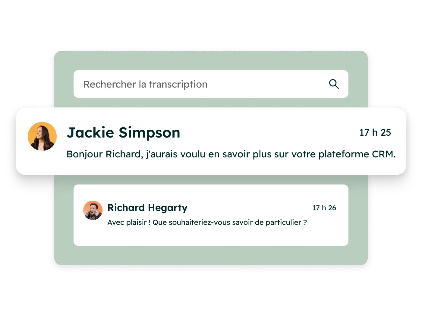 Vue de la discussion avec les prospects