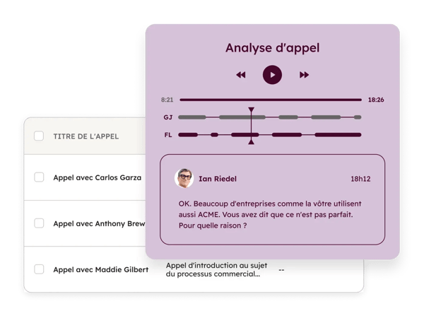 Enregistrement et revue d'un appel client passé