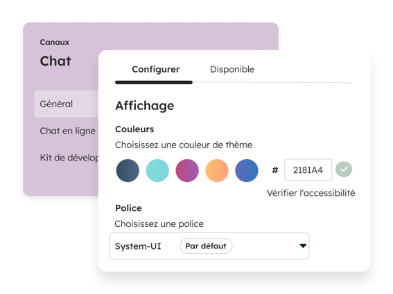 Paramètres de personnalisation du chat