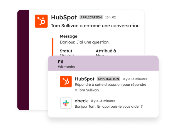 Conversation de live chat dans Slack