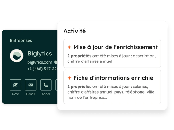 image illustrant la capture automatique des données dans l'espace de travail commercial de HubSpot