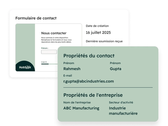 Exemple de formulaire avec remplissage automatique grâce aux données d'enrichissement