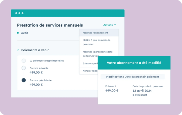 configuration gestion abonnement pour paiements récurrents
