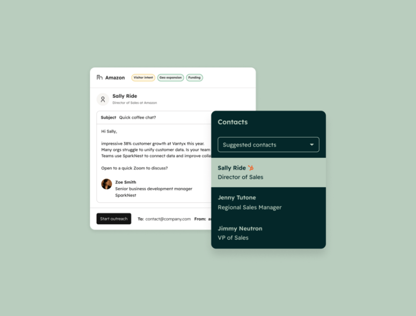 Identifiez les comptes prêts à acheter, repérez des contacts et envoyez vos communications avec l'agent de prospection
