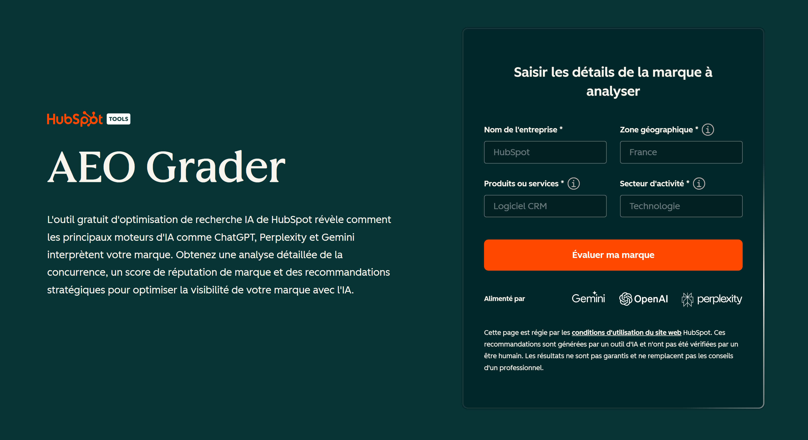 AEO Grader - outil visibilité moteur rechercher IA