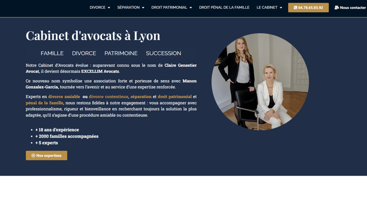 Site web du cabinet d'avocat EXCELLIM