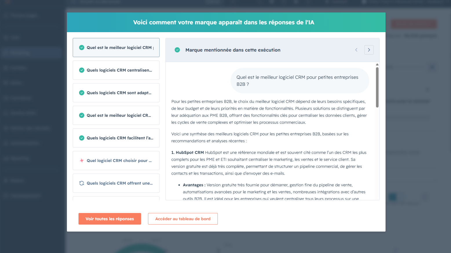 prompts en chargement HubSpot AEO