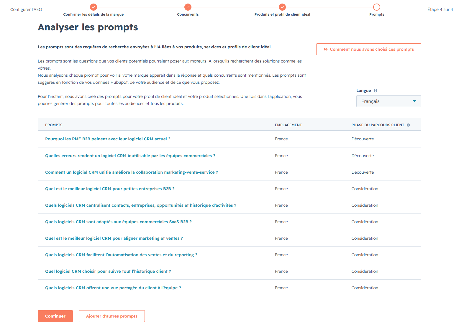 étape analyse de prompts