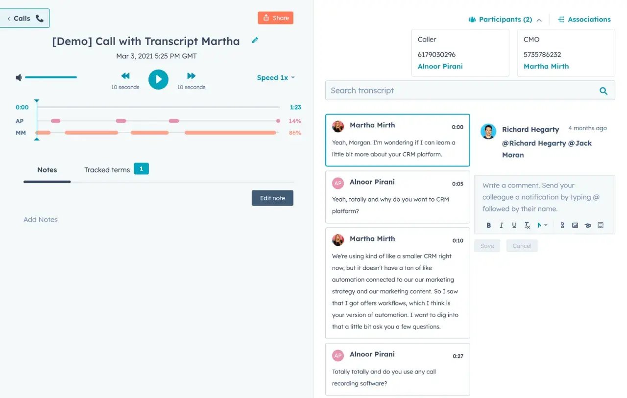 comment rouvrir une conversation, outil d'intelligence conversationnelle de HubSpot montrant la fonctionnalité d'analyse des performances des équipes