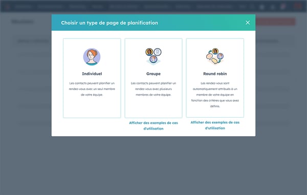Options de planification de l'outil HubSpot
