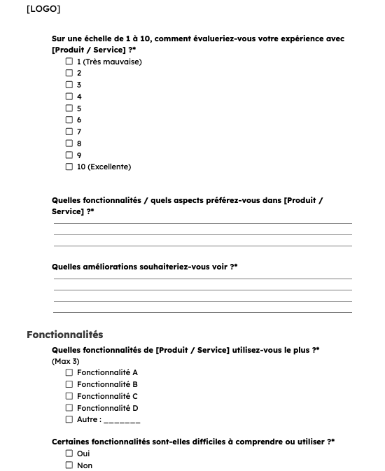 Questionnaire Mod le Gratuit Word Google Docs Excel Google Questionnaire Mod le Gratuit Word Google Docs Excel Google