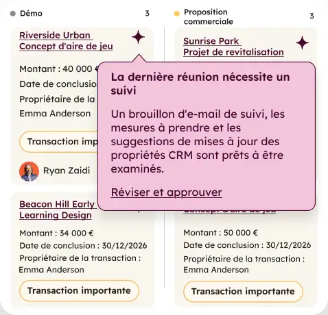 Votre CRM suggère ses propres mises à jour en fonction de l'appel.